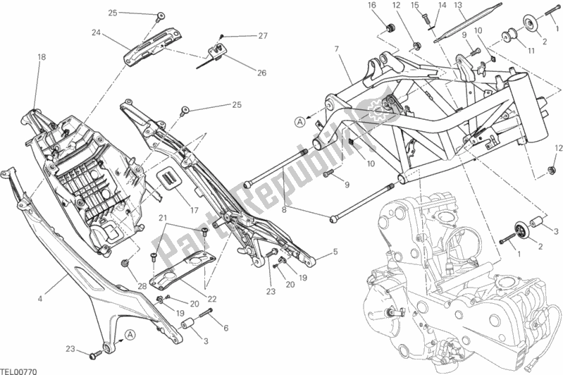 All parts for the Frame of the Ducati Hypermotard SP USA 821 2015